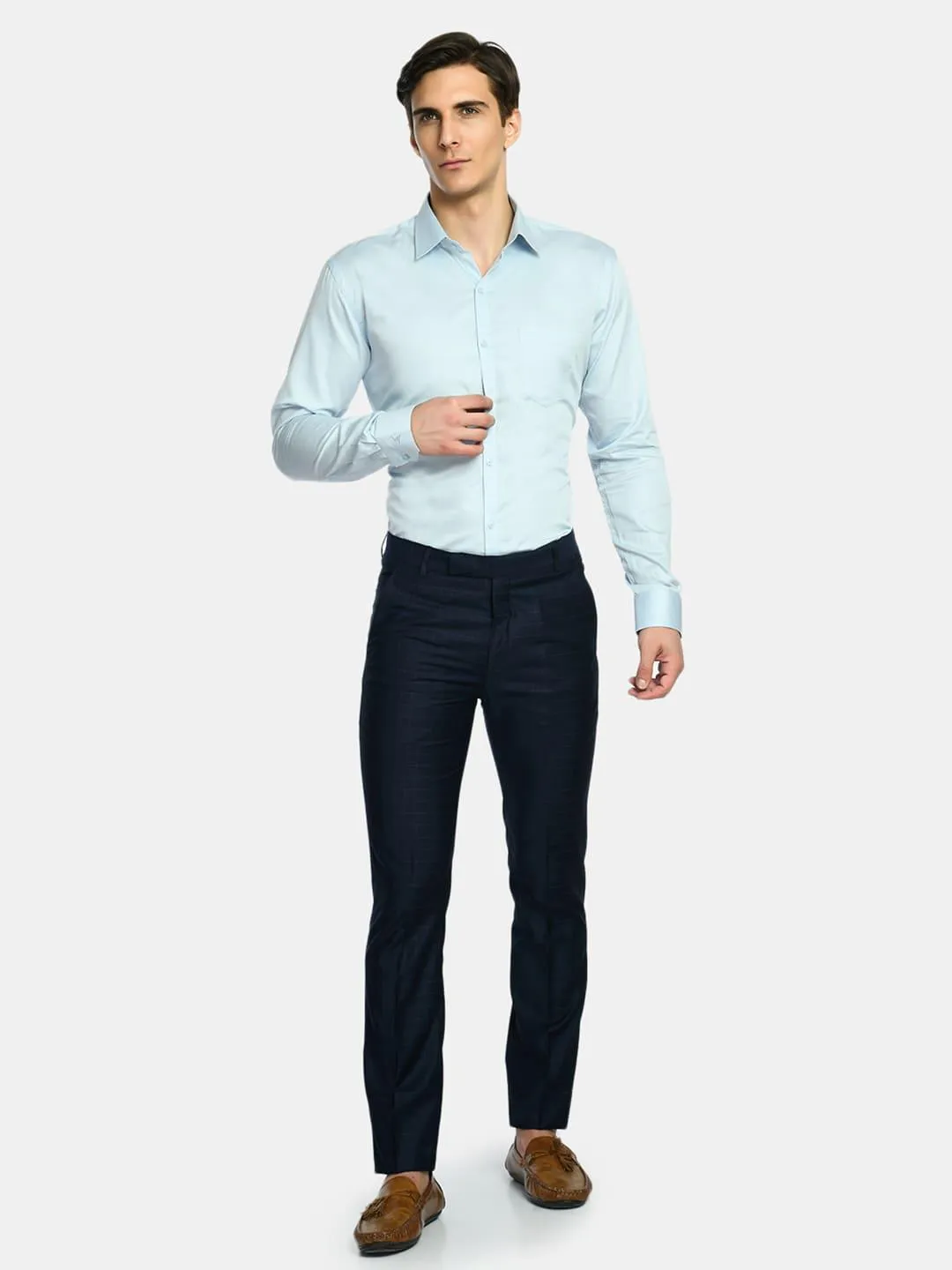 Men's Solid Sea Blue Regular Fit Formal Shirt