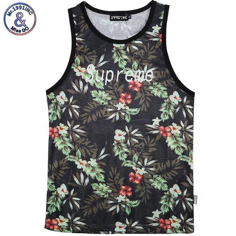 Mens Summer Tank Tops 3D Leaves