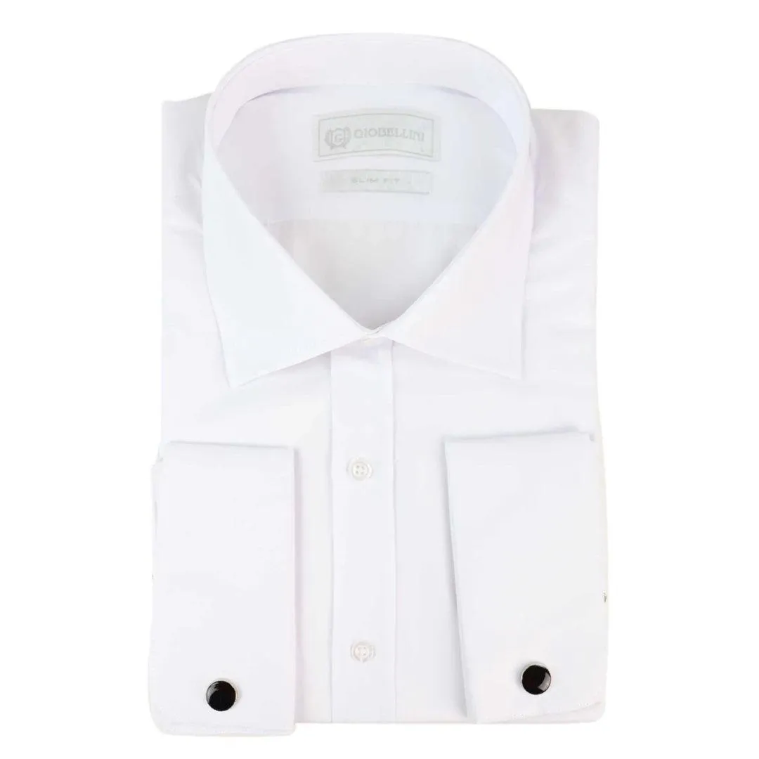 Mens White Nehru Classic Round Removable Collar Button Shirt Slim Regular Fit