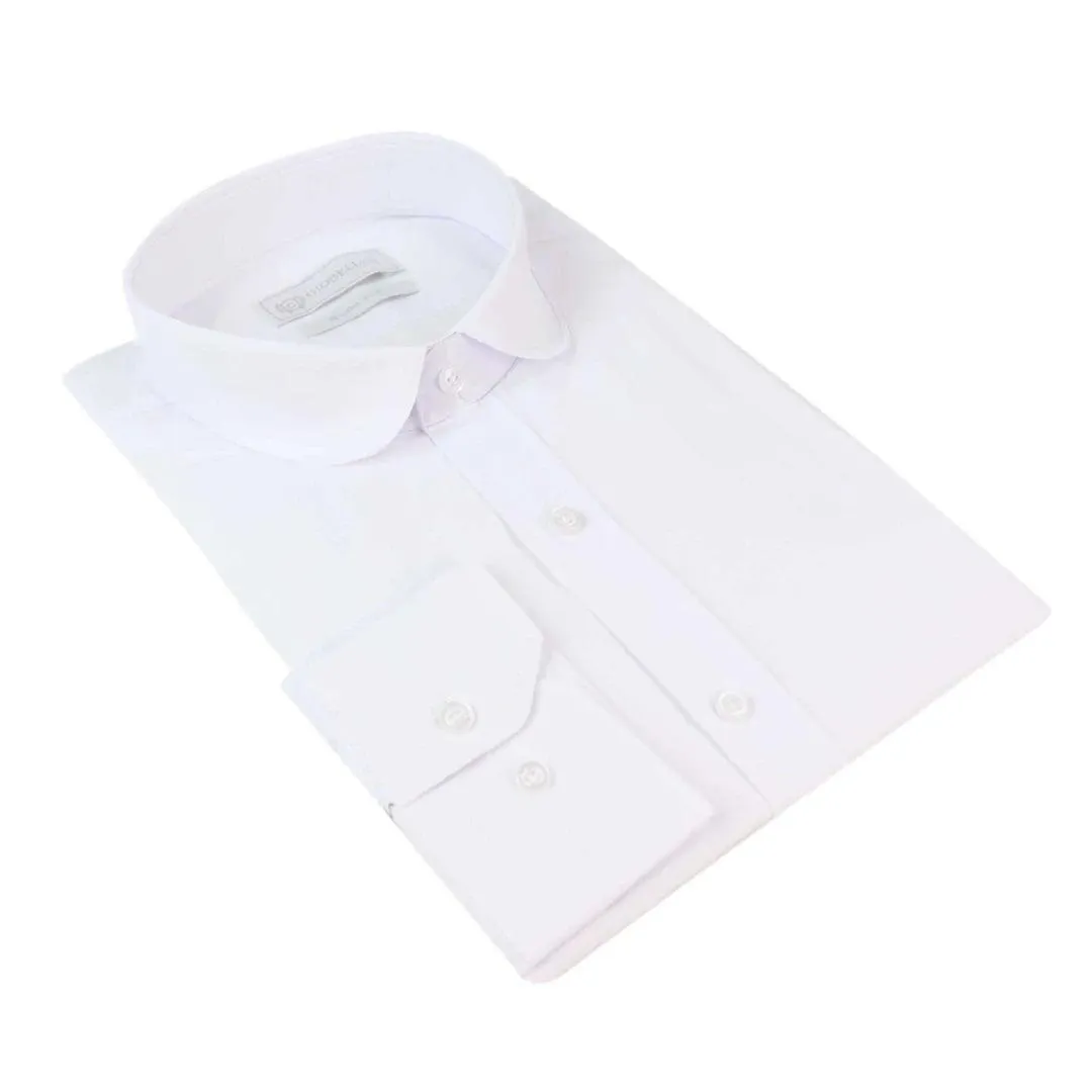 Mens White Nehru Classic Round Removable Collar Button Shirt Slim Regular Fit