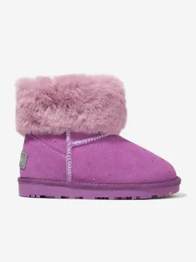 Monnalisa Girls Suede Diamante Boots in Purple