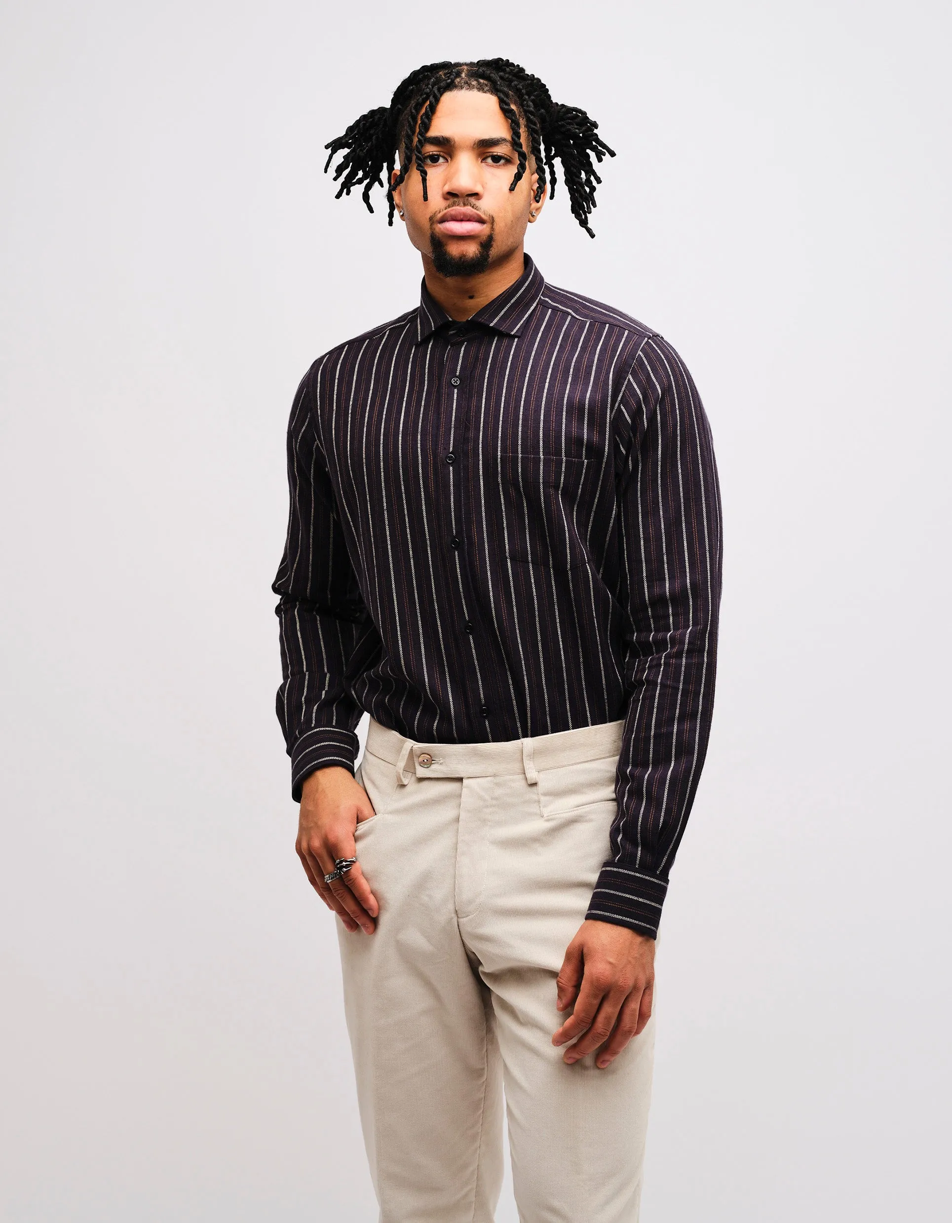 Navy Casual Stripe Shirt