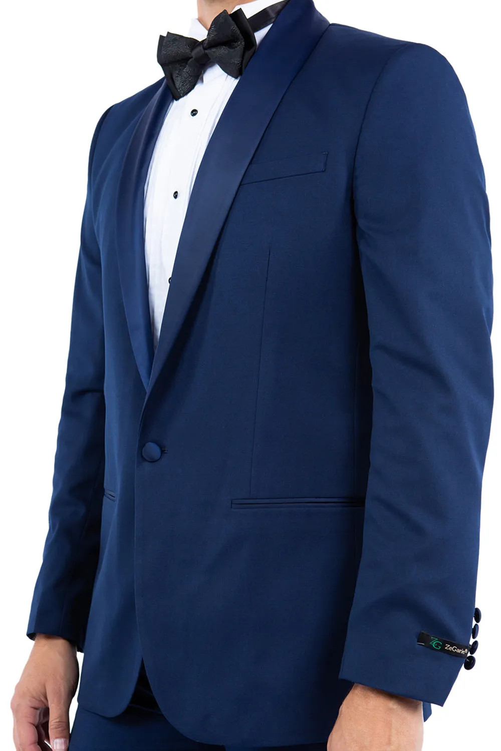 Navy Zegarie Shawl Collar Tuxedo Jacket For Men MJT366-02