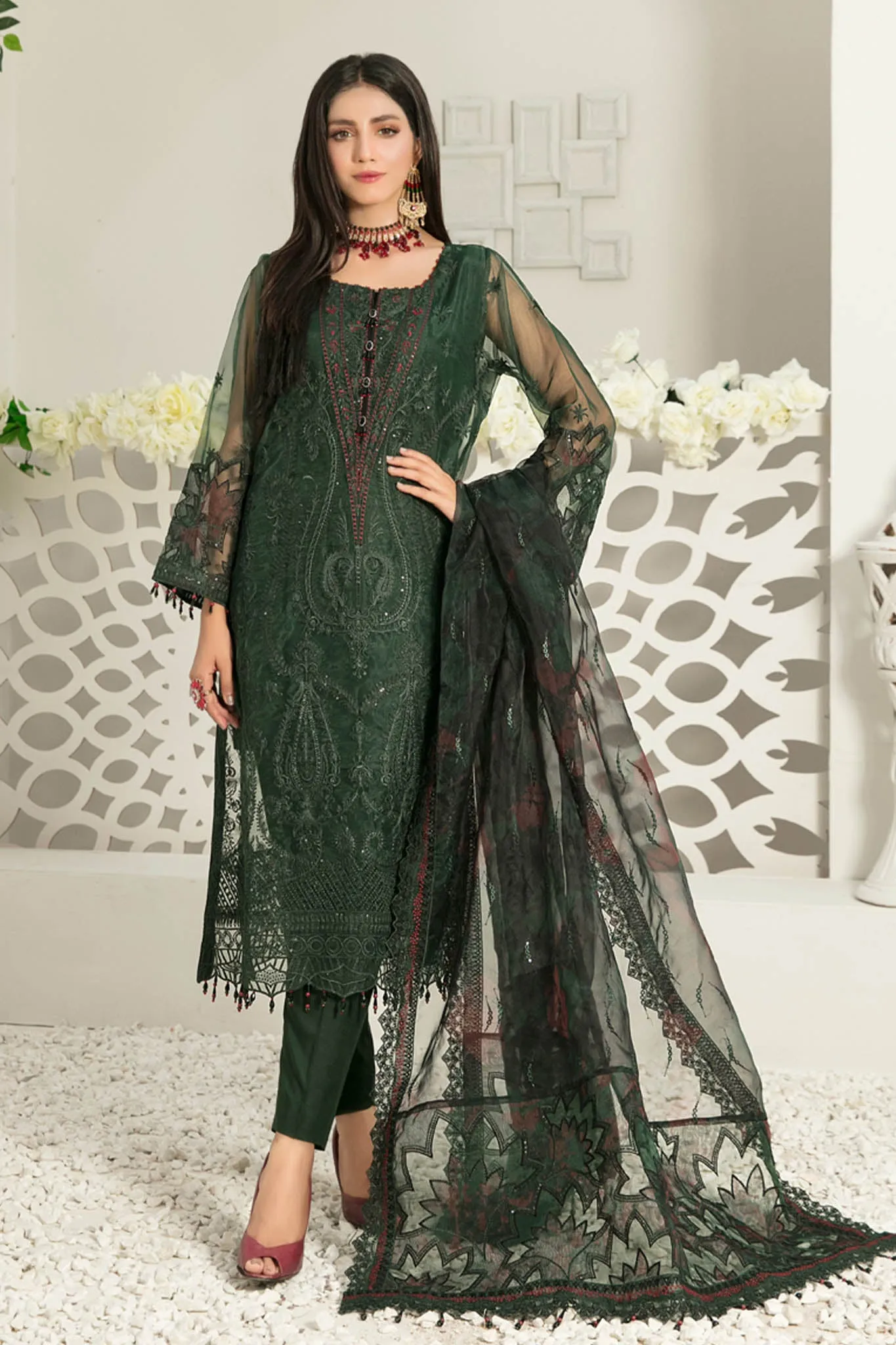 Nina by Tawakkal Semi Stitched 3 Piece Fancy Chiffon Collection'2022-N-6532