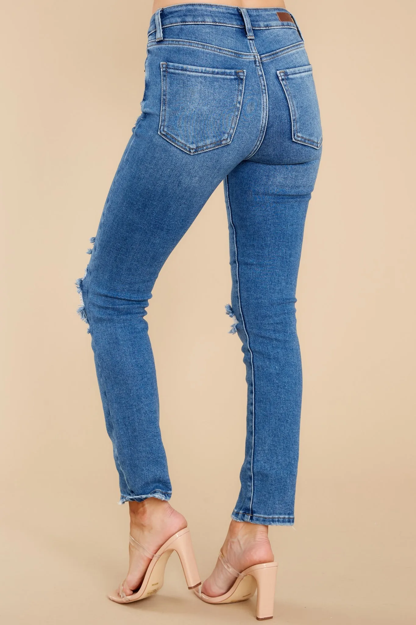 Own It Like Me Medium Wash Distressed Slim Jeans