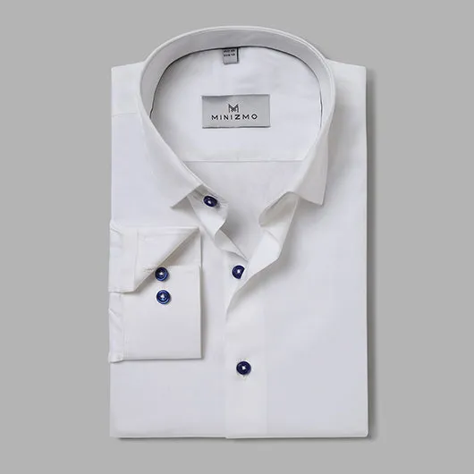 Paris White Formal Shirt with Black Buttons