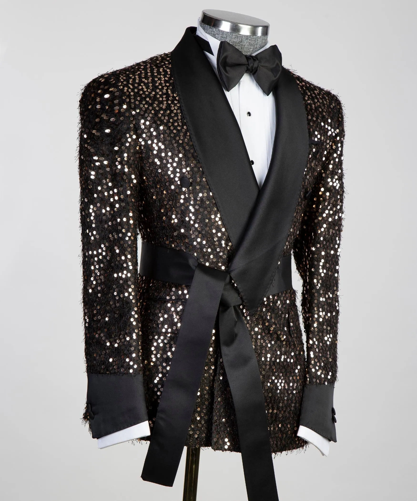 Party Wear Shining Brown Belted Tuxedo