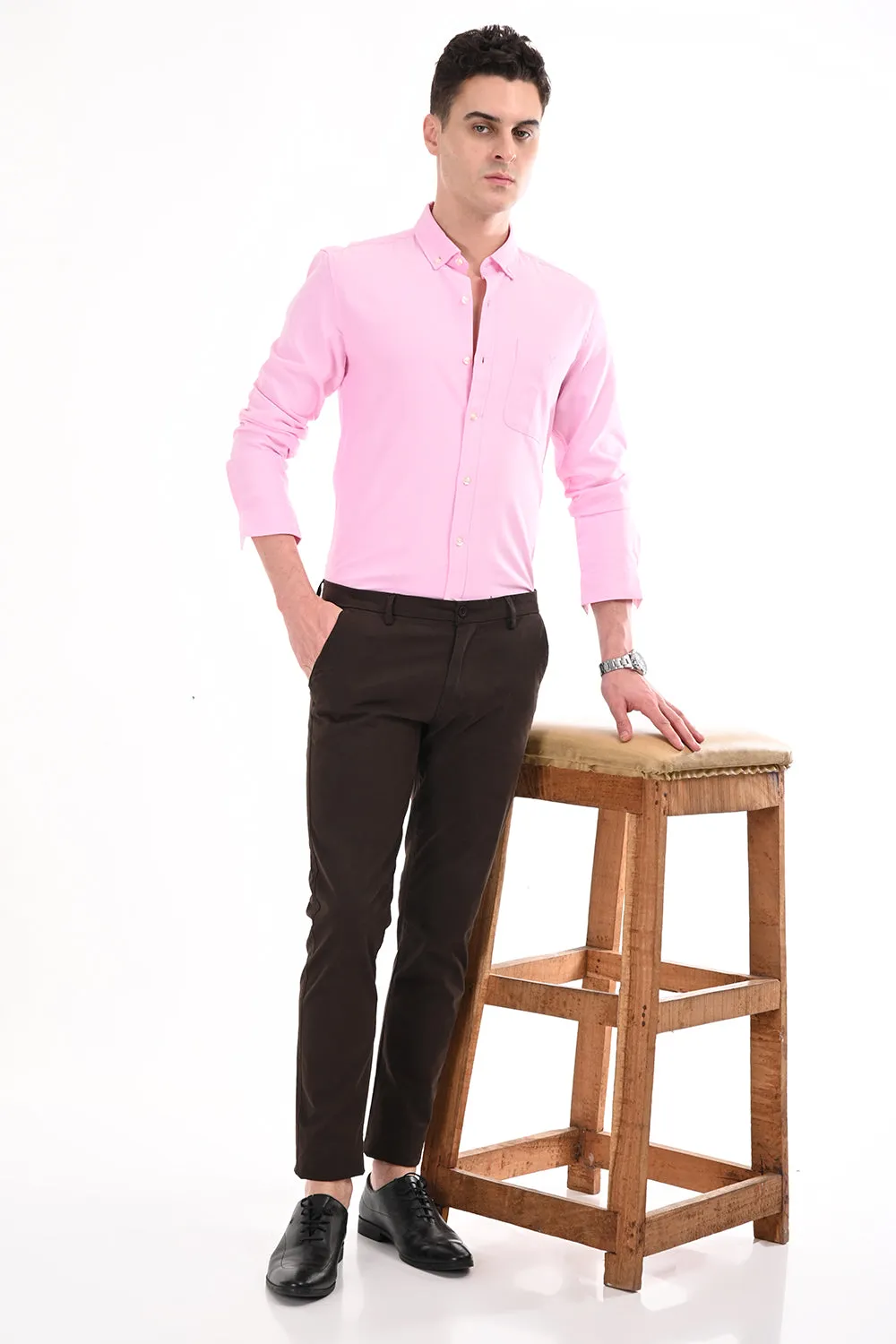 Peach New Age Oxford Semi Formal Shirt