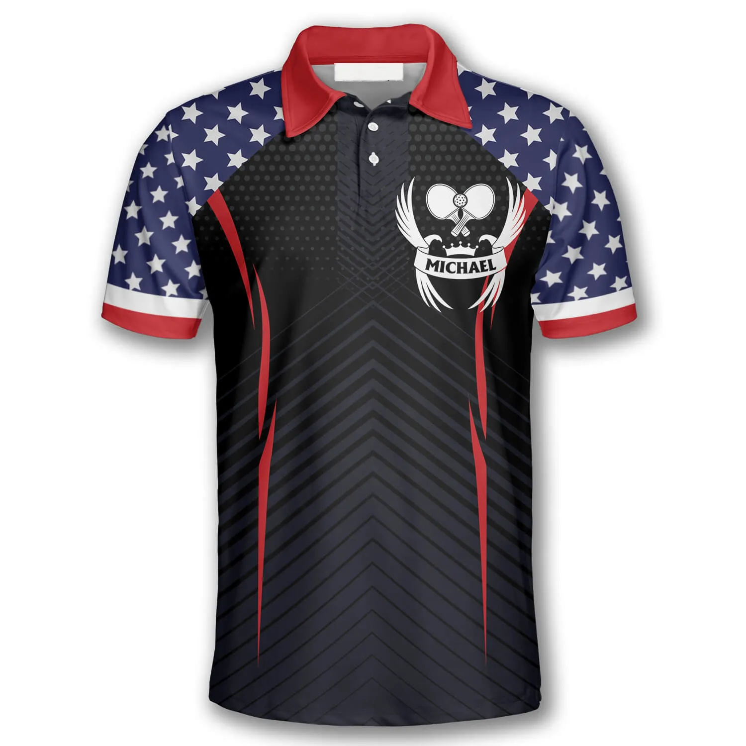 Pickleball Eagle Emblem American Flag Custom Pickleball Shirts for Men