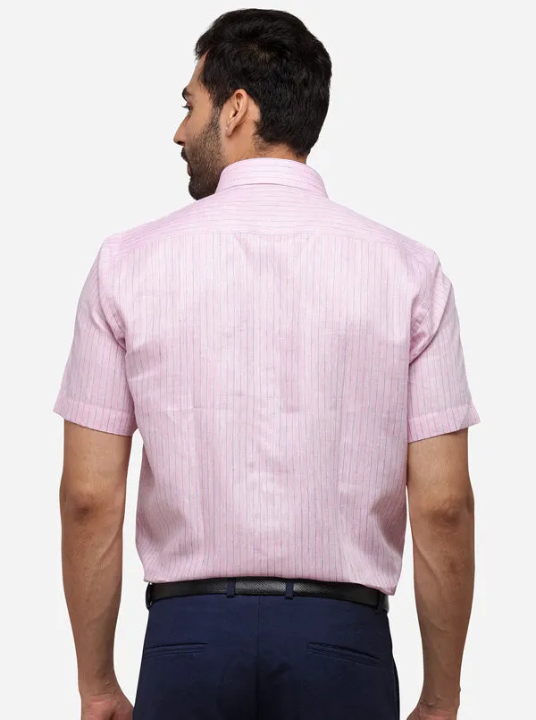 Pink & Blue Striped Regular Fit Formal Shirt | JadeBlue