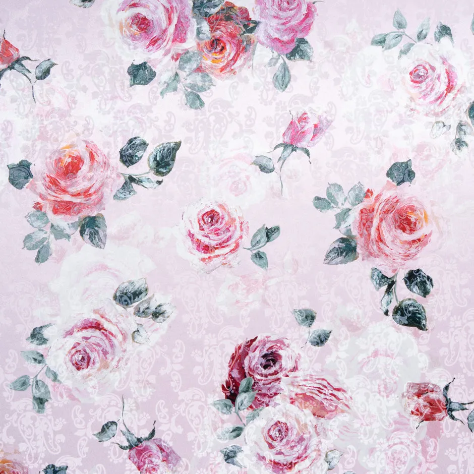 Pink Rose Vision Printed Pink Pure Silk Jacquard