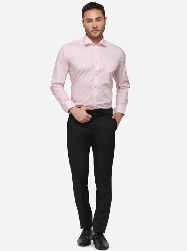 Pink Solid Slim Fit Formal Shirt | Metal