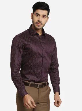 Purple Printed Slim Fit Party Wear Shirt | Greenfibre