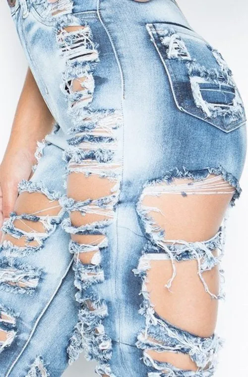 "Pretty damaged" high waist cutout distressed skinny jeans