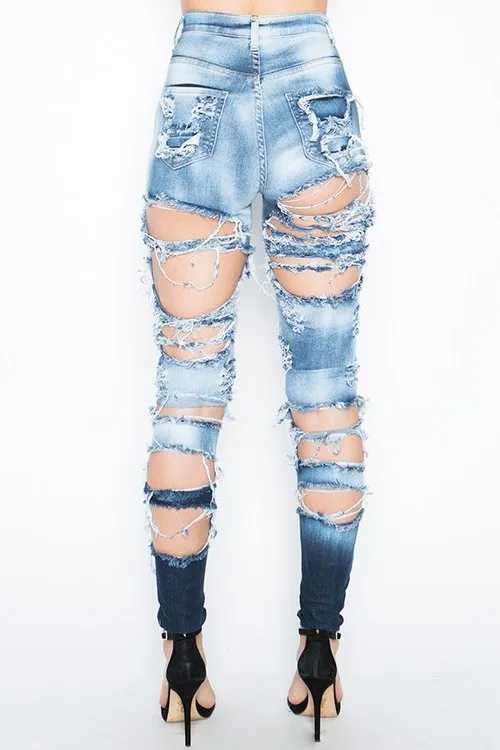 "Pretty damaged" high waist cutout distressed skinny jeans