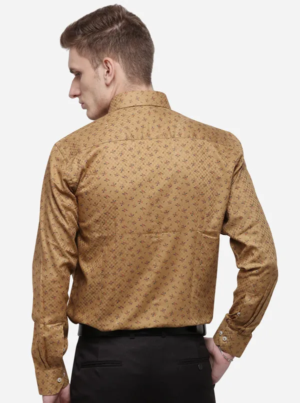 Red & Khaki Printed Slim Fit Formal Shirt | Greenfibre