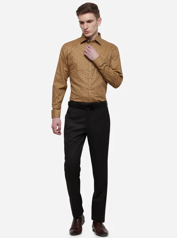 Red & Khaki Printed Slim Fit Formal Shirt | Greenfibre