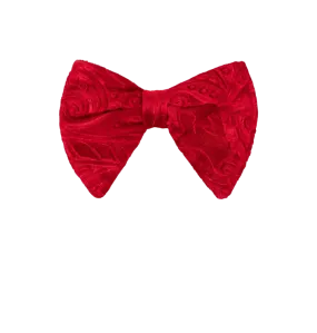 Red men's velvet paisley bowtie and pocket square