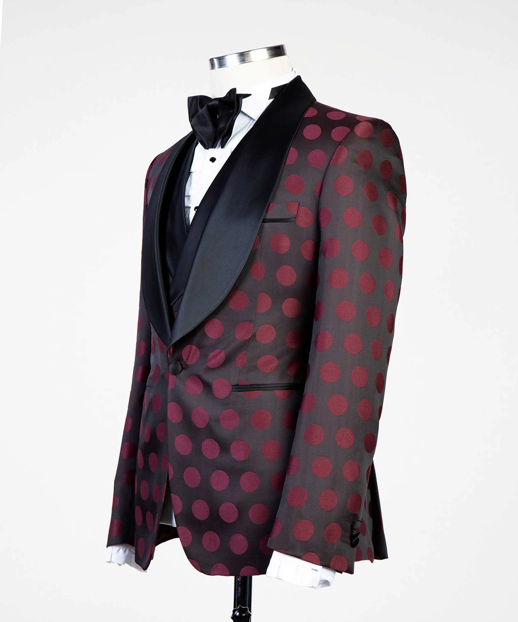 Red Wine Polka Dot Black Tuxedo