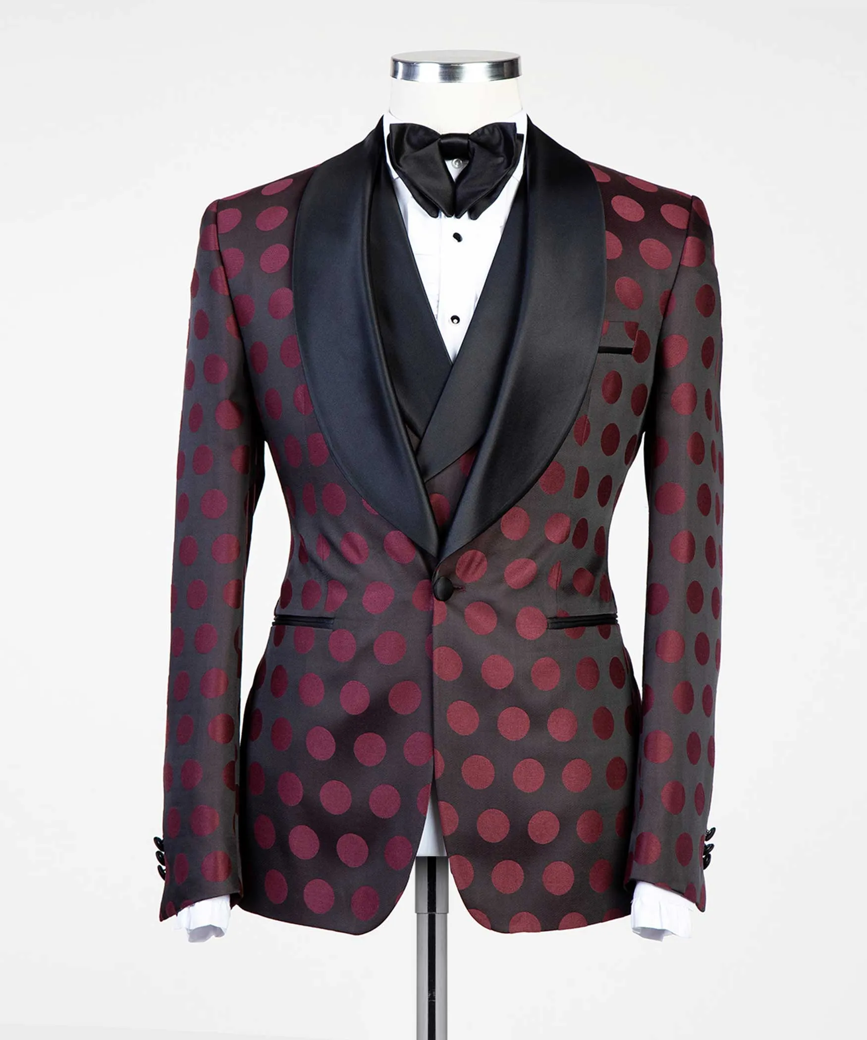 Red Wine Polka Dot Black Tuxedo