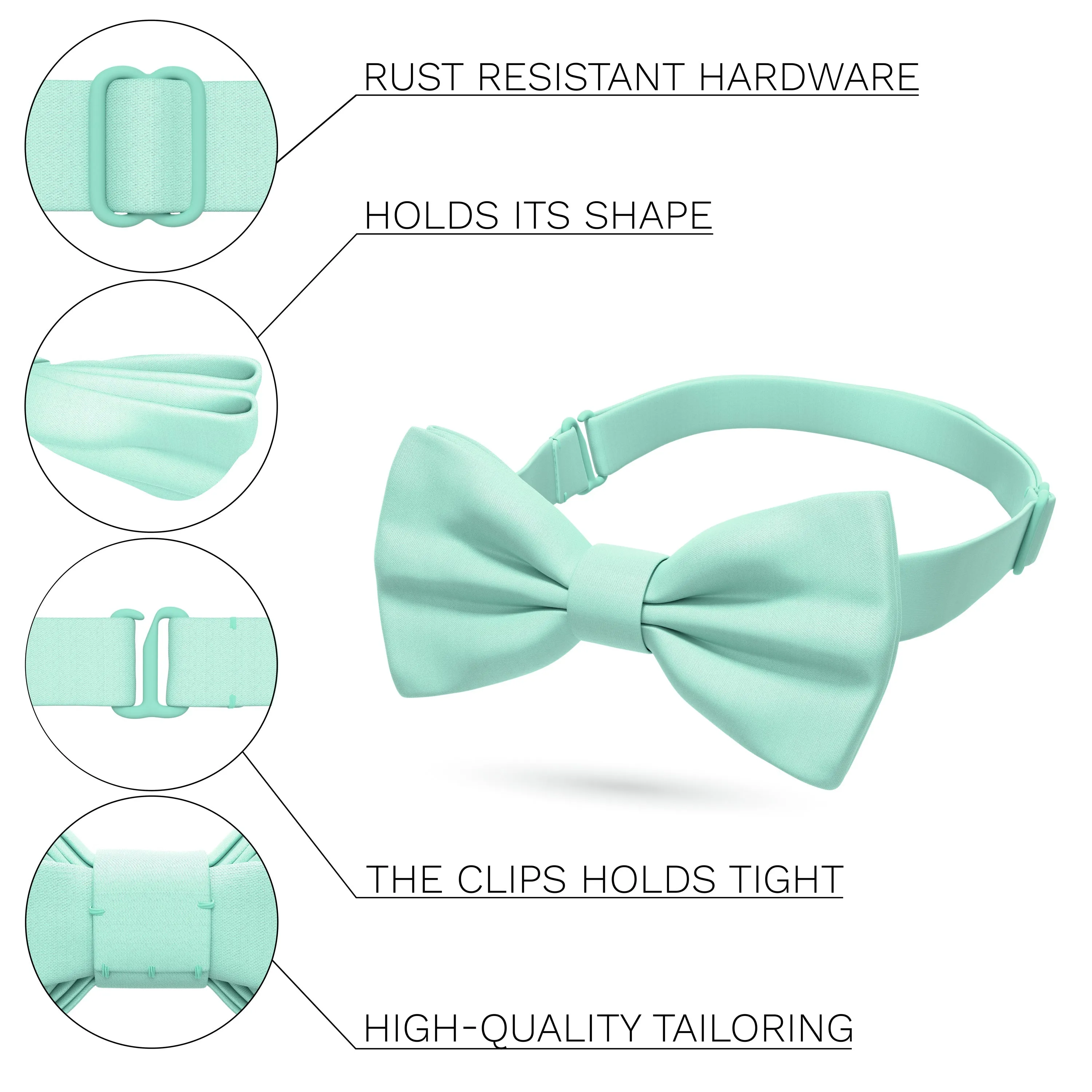 Satin Mint Bow Tie