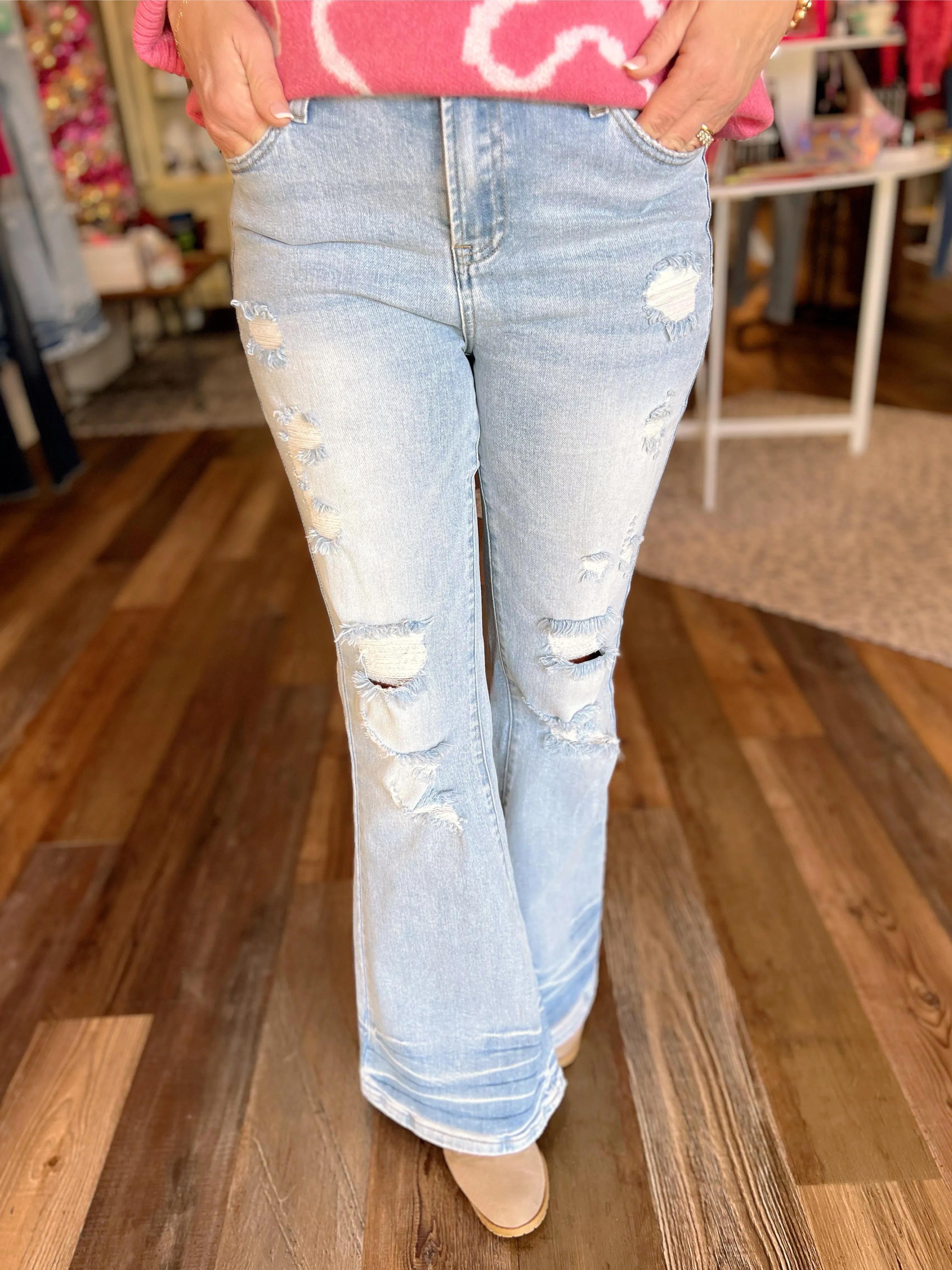 Shiloh Distressed Flare Jeans