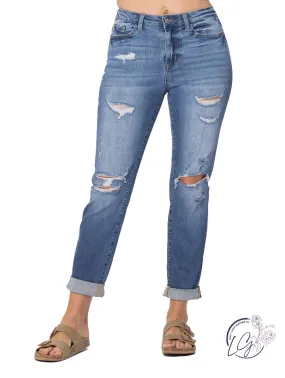 Shirley High-Rise Distressed Boyfriend by Judy Blue (Mobile)