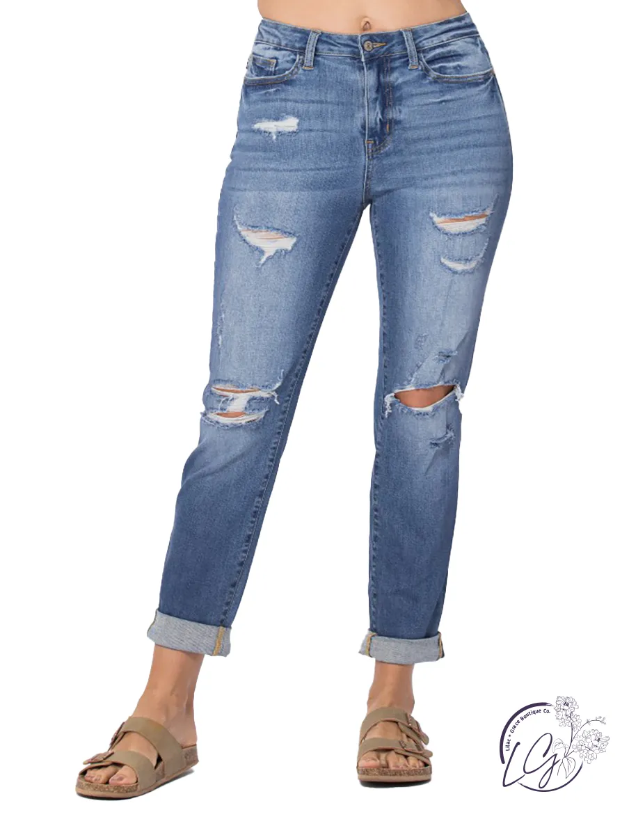 Shirley High-Rise Distressed Boyfriend by Judy Blue (Mobile)