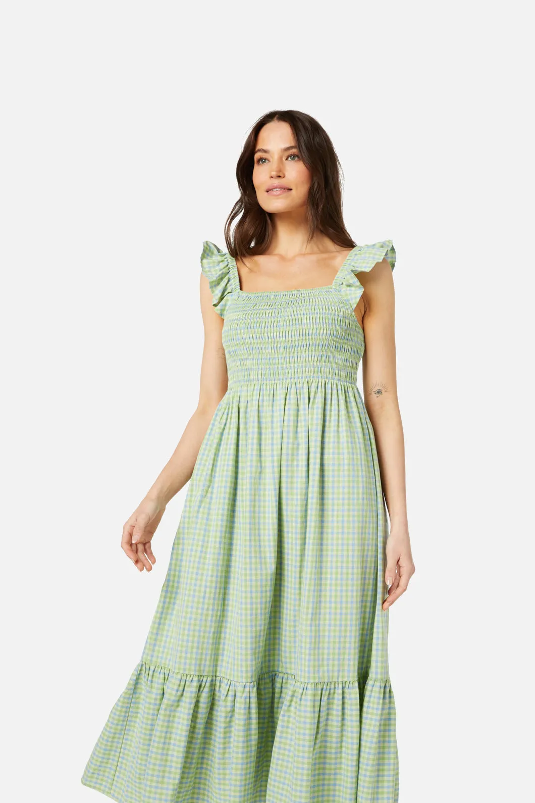 Spring Check Midi Dress