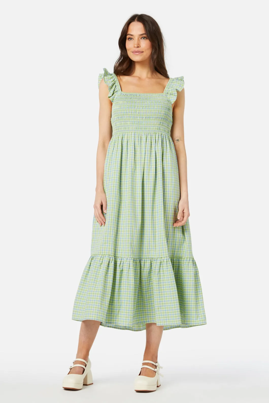 Spring Check Midi Dress