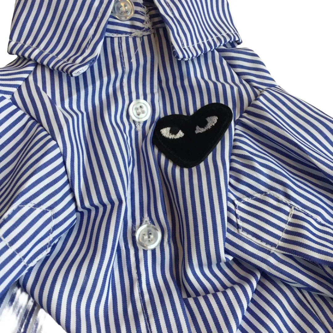 striped blue collared shirt