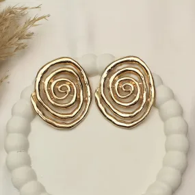 TFC Bold Spiral Gold Plated Stud Earrings