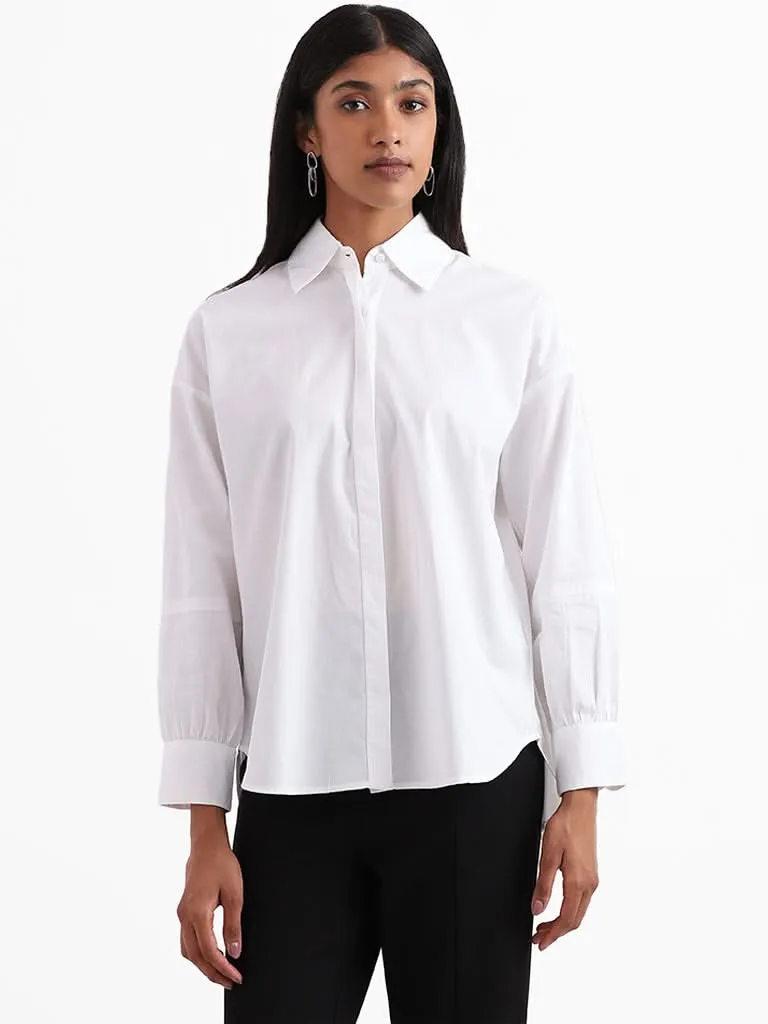 Wardrobe Plain Off White Casual Shirt