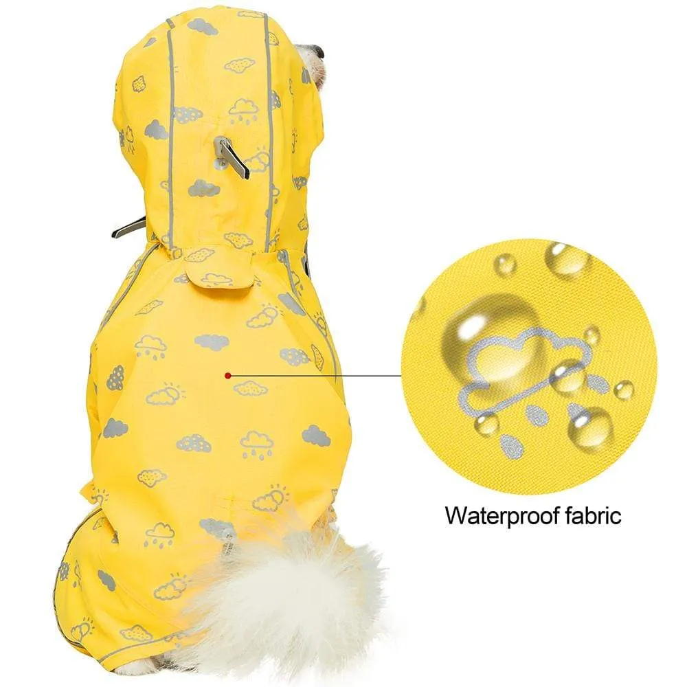 Waterproof | Sunflower Yellow Reflective Dog Raincoat with 2 Legs