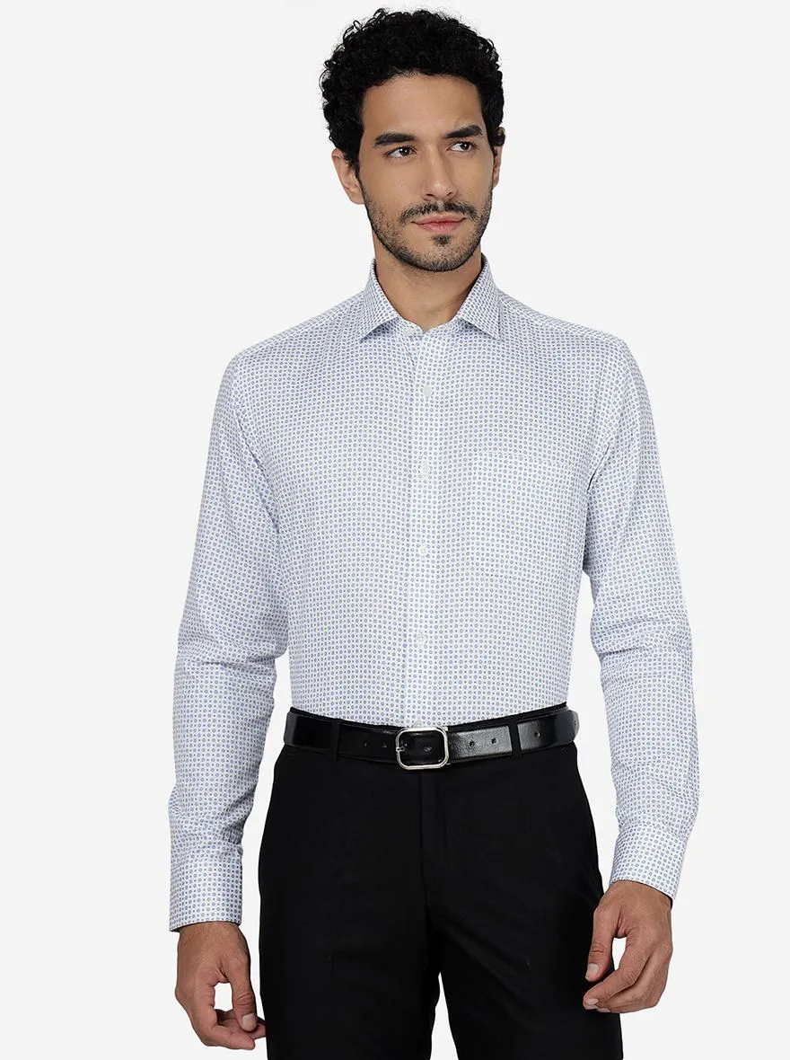 White & Black Printed Slim Fit Formal Shirt | Metal