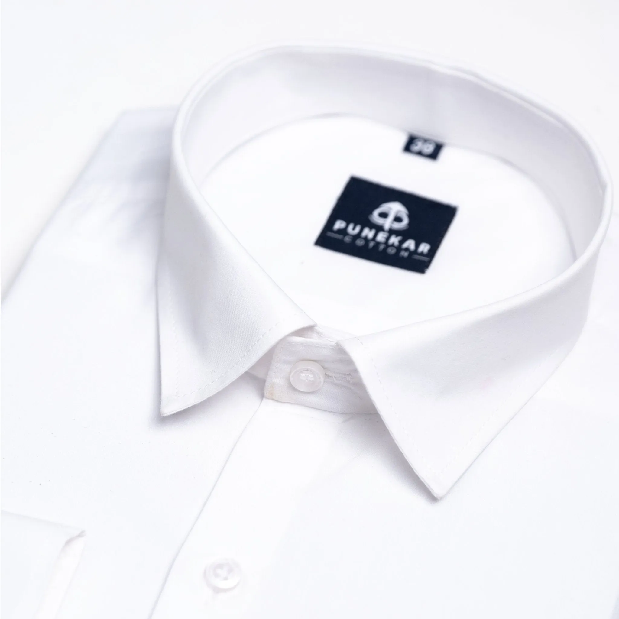 White Color Lycra Twill Cotton Shirt For Men