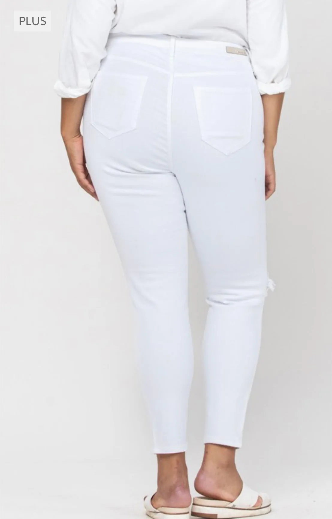 White Plus High Rise Ankle Skinny