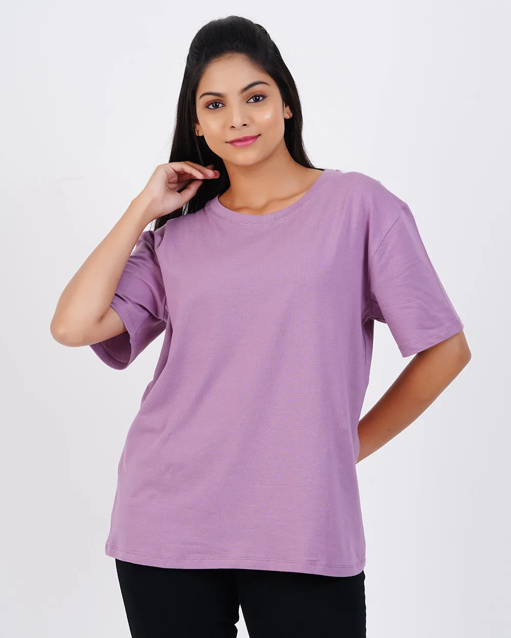 Women Dark Ash Oversized Tees