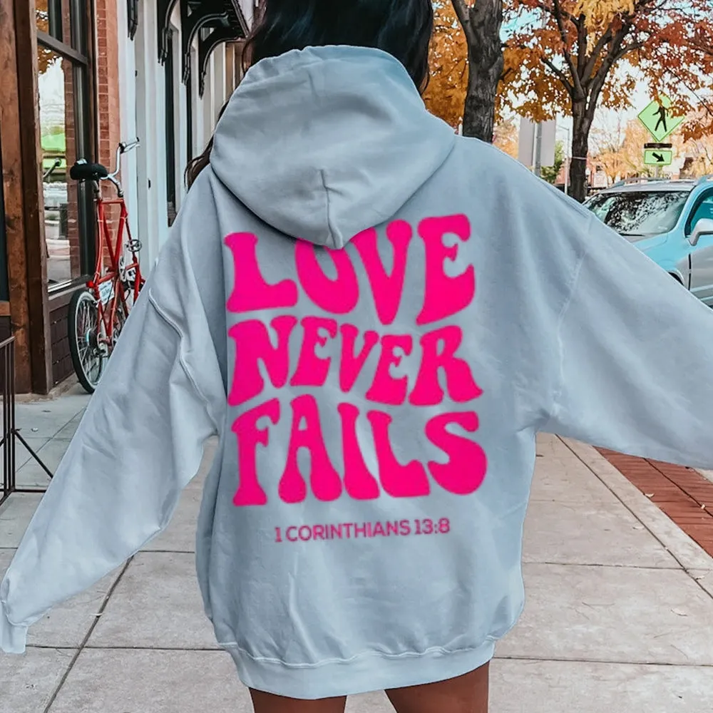 Women LOVE NEVER FAILS Letter Graphic Hoodies