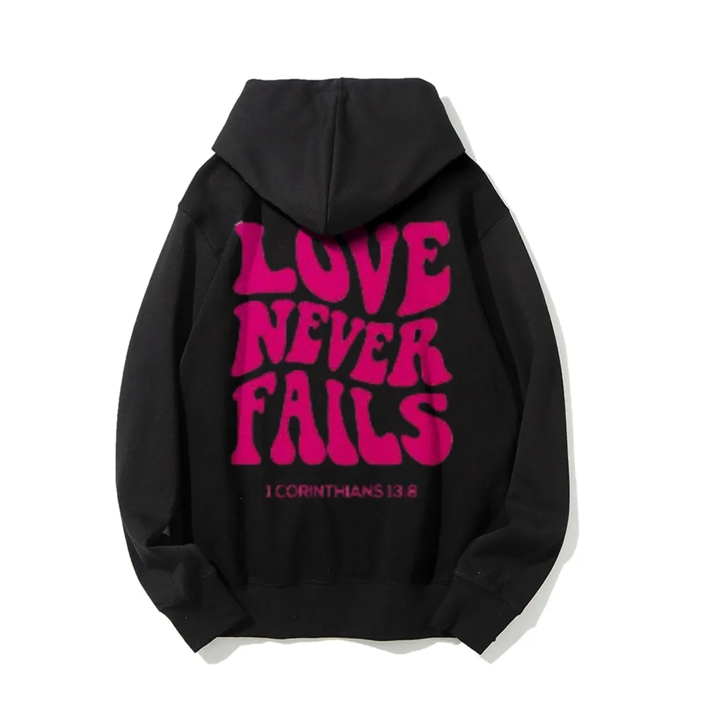 Women LOVE NEVER FAILS Letter Graphic Hoodies