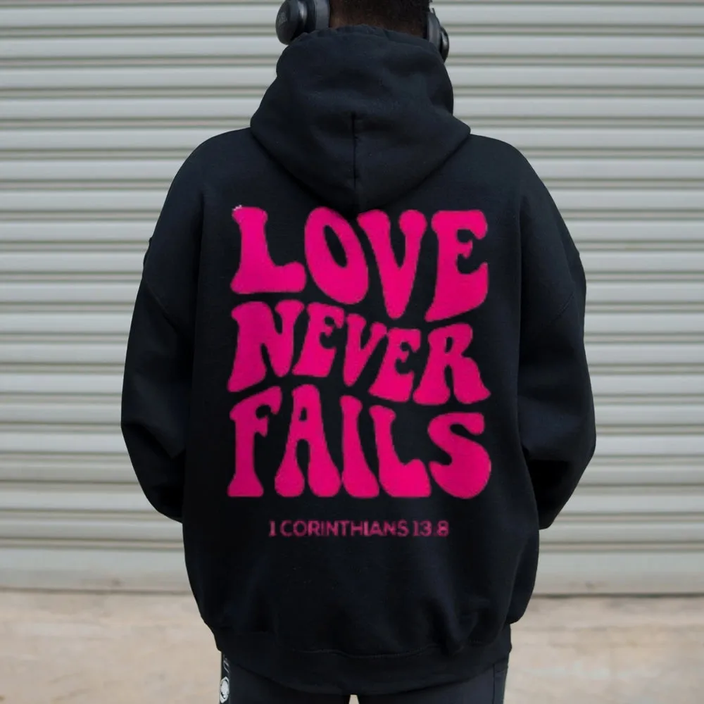 Women LOVE NEVER FAILS Letter Graphic Hoodies