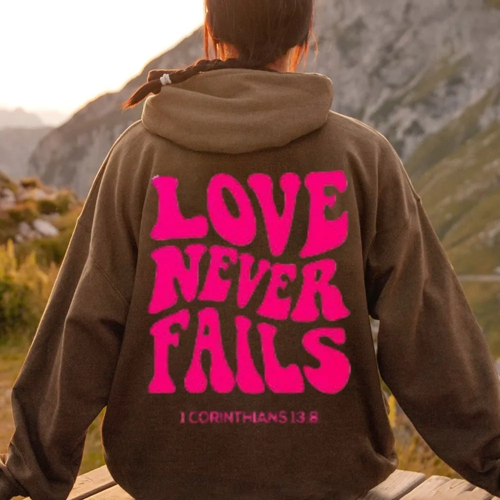 Women LOVE NEVER FAILS Letter Graphic Hoodies