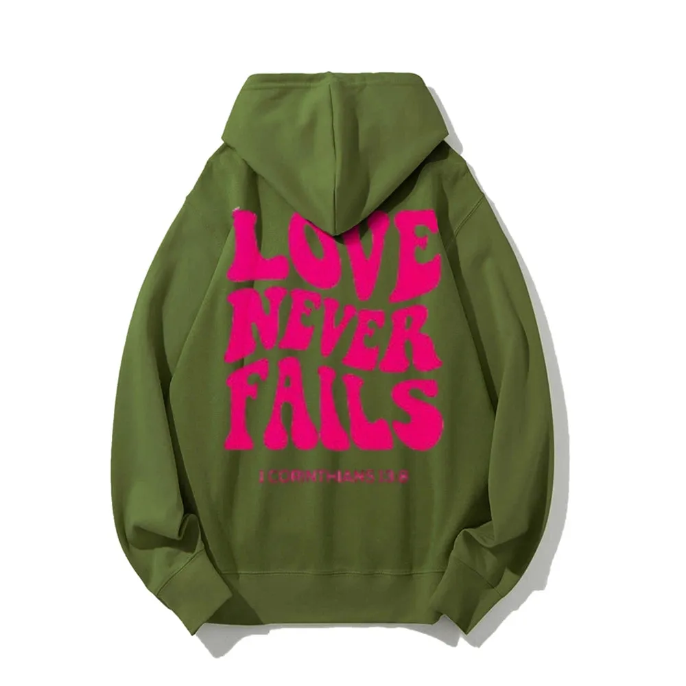 Women LOVE NEVER FAILS Letter Graphic Hoodies