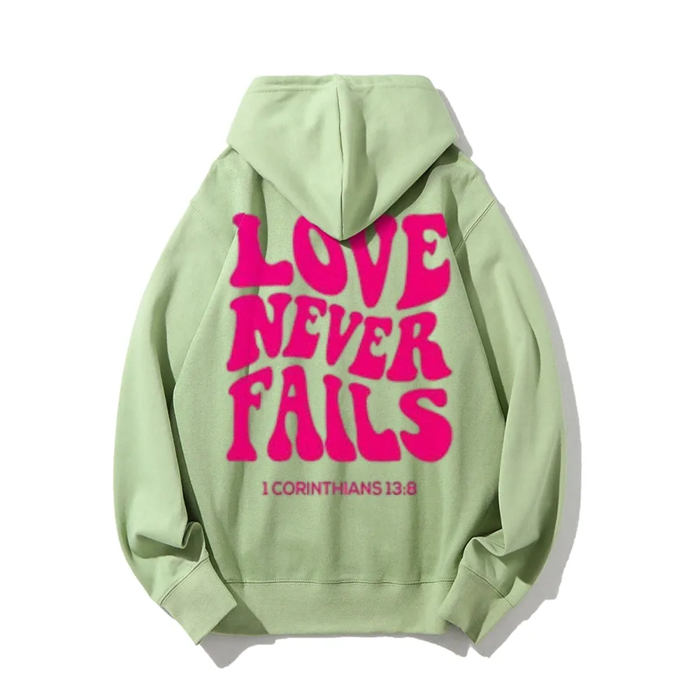 Women LOVE NEVER FAILS Letter Graphic Hoodies