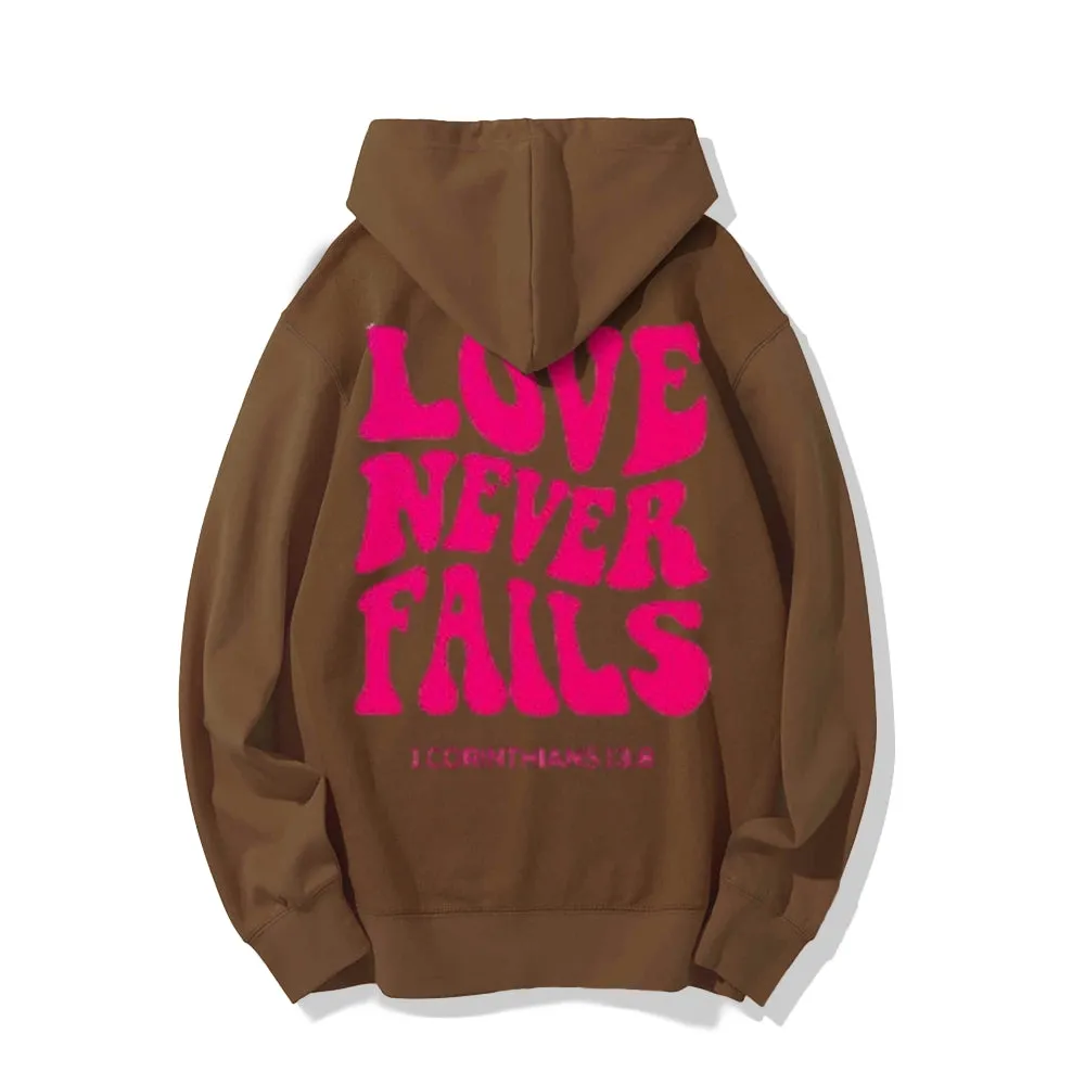 Women LOVE NEVER FAILS Letter Graphic Hoodies