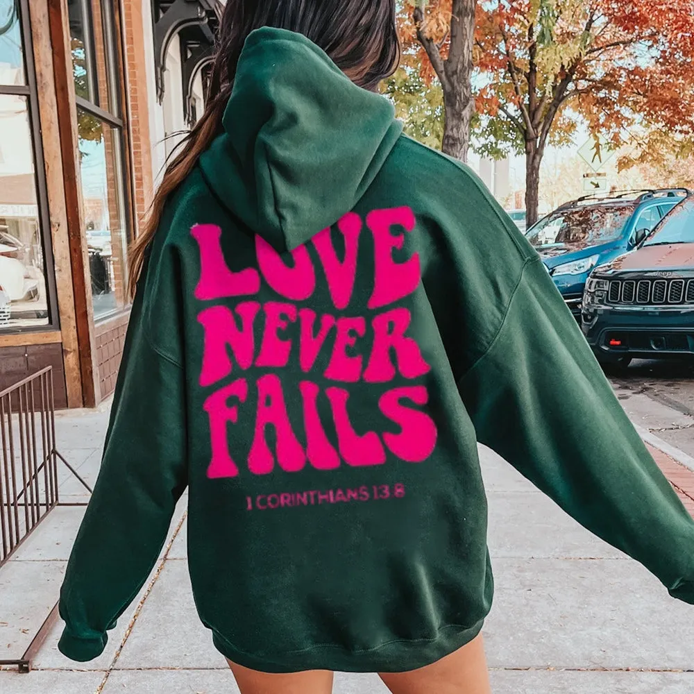 Women LOVE NEVER FAILS Letter Graphic Hoodies