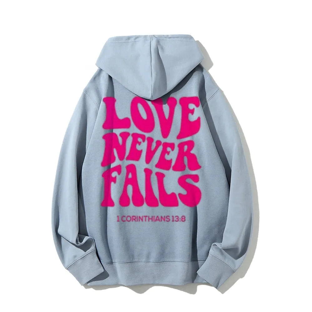 Women LOVE NEVER FAILS Letter Graphic Hoodies