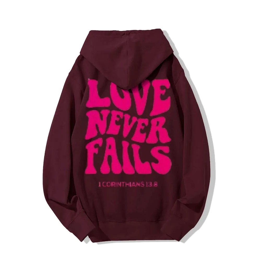 Women LOVE NEVER FAILS Letter Graphic Hoodies