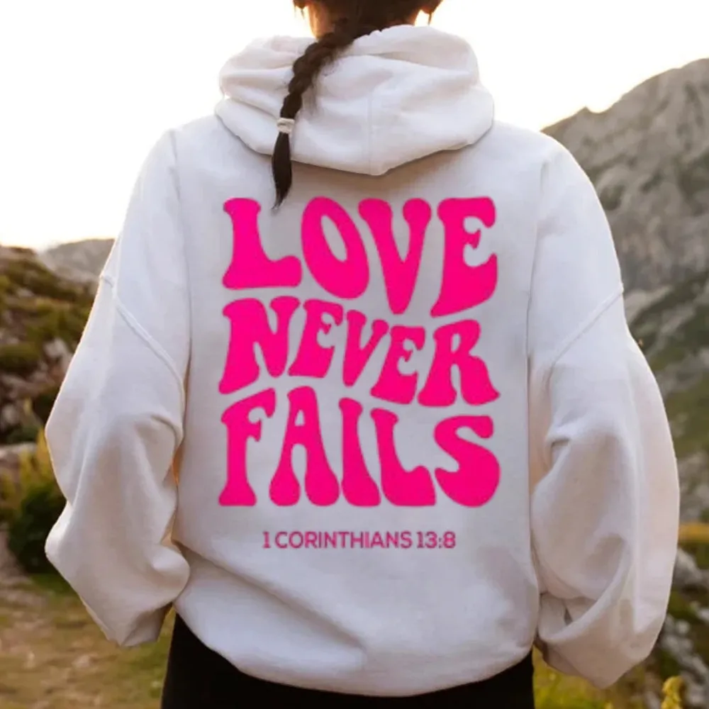 Women LOVE NEVER FAILS Letter Graphic Hoodies